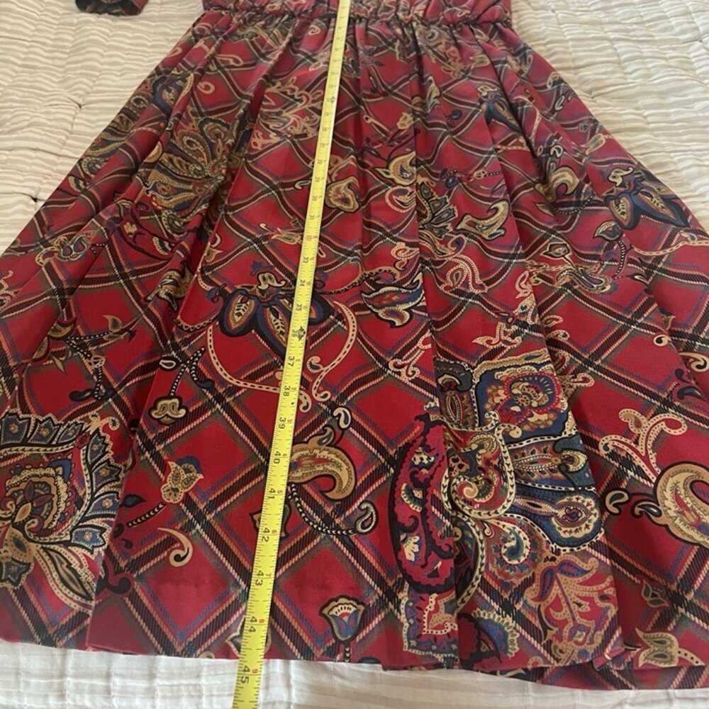 Vintage Talbots Faux Wrap Midi Dress sz 8 PETITE Plaid Equestrian Academia‎ Prep - Picture 9 of 10